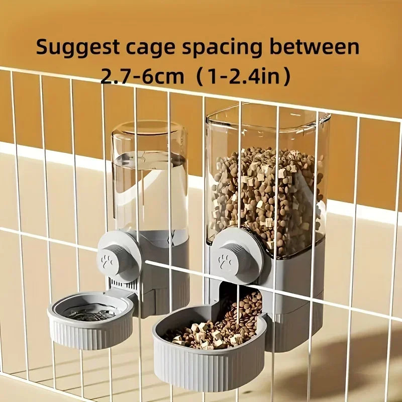 2025 Gravity Hanging Pet Feeder Cat Dog Large Capacity Auto Refill Cage Mount PP Household Puppy Double Bowl Set
