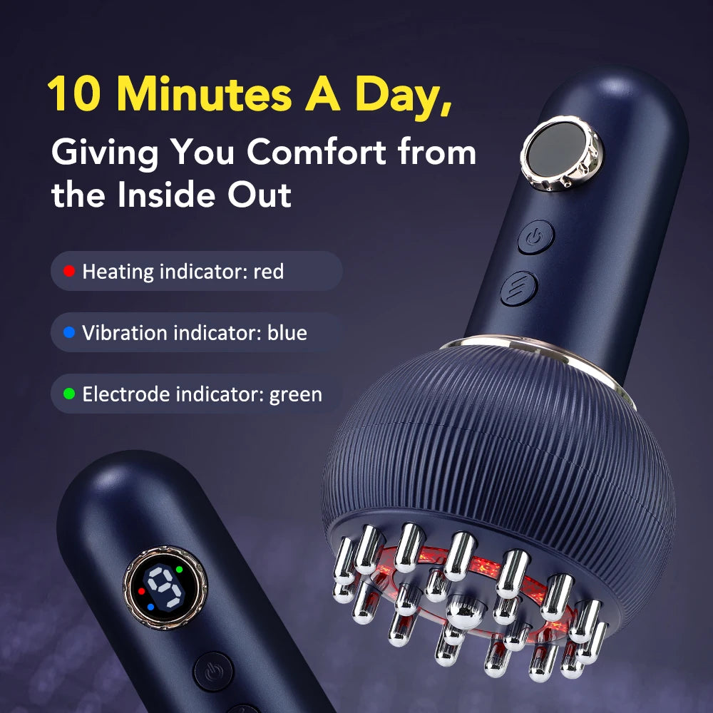 Wlireless Eletric Heated Brush Massage Heating Microcurrent Anti Cellulite Body Back Massage