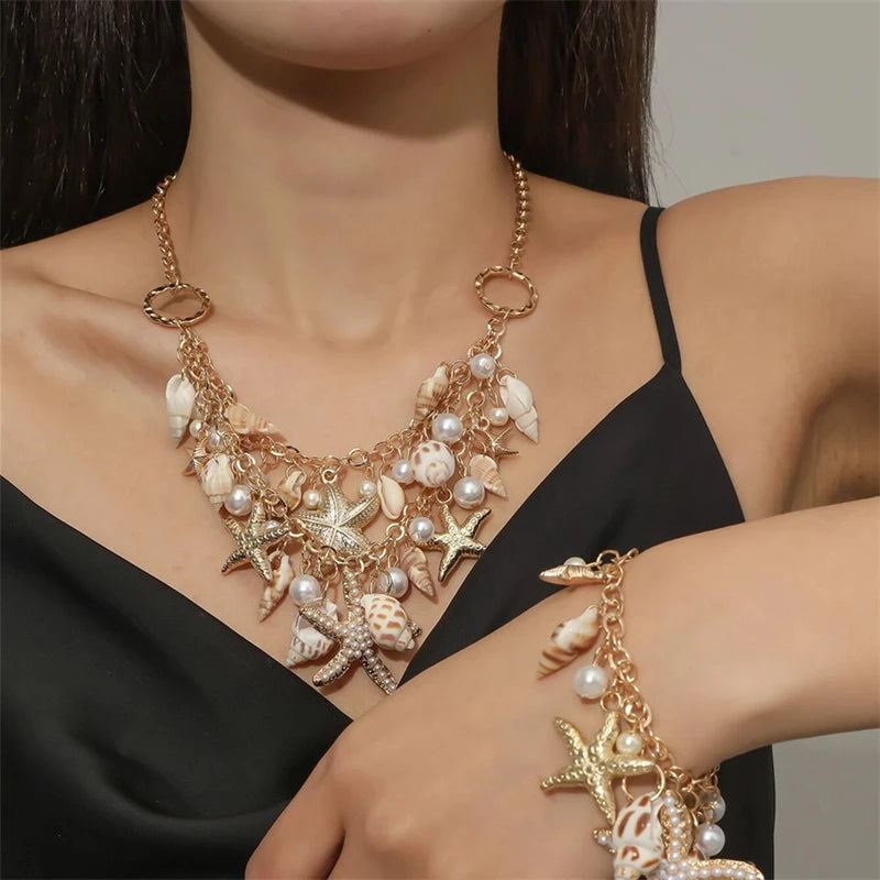 Rinhoo Ocean Style Conch Pendant Bracelet for Women Boho Charm