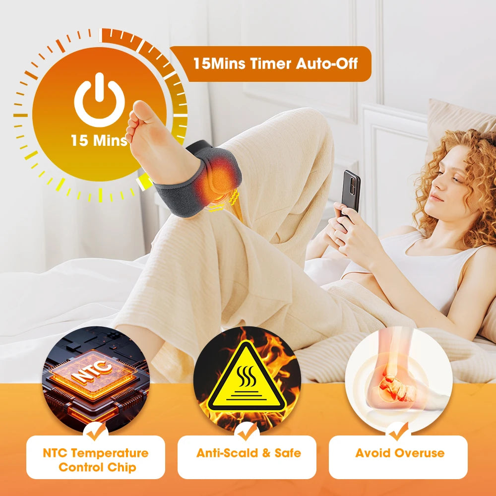 Electric Ankle Heating Massager Hot Compress Vibration Foot Ankle Massager 4 Heating 4 Modes Ankle Joint Brace Protection Warp