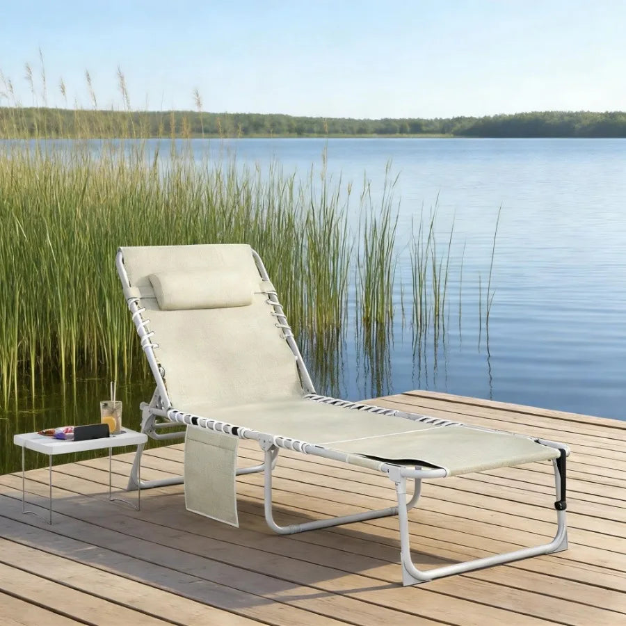 Folding Chair With Adjustable Height Cushioned Seat Swivel