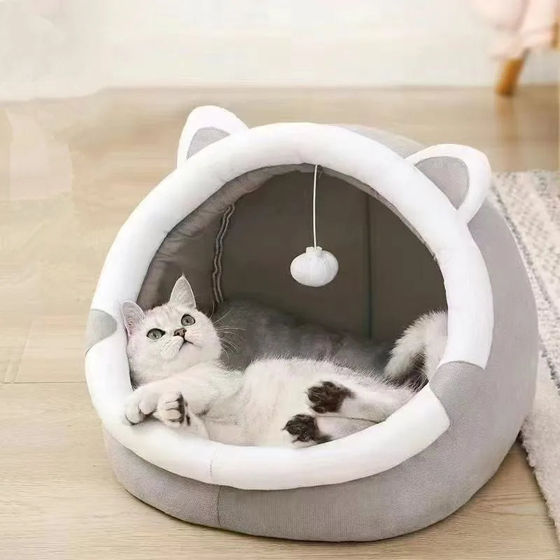 Cozy Cave Cat Bed With Soft Foldable Cushion Machine Washable