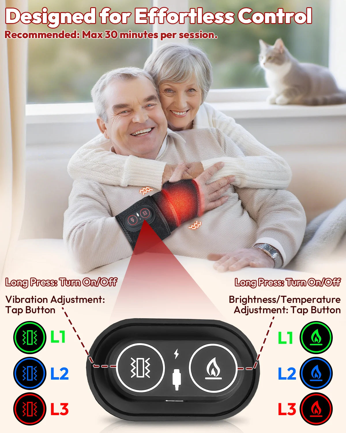 Red Light Therapy Wrap With Heat Vibration Infrared LED Pad