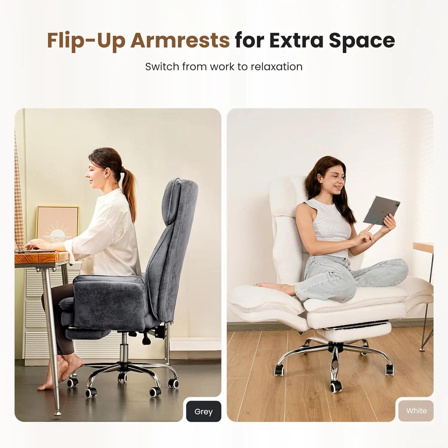 Ergonomic Reclining Office Chair With Flip Armrests And Footrest