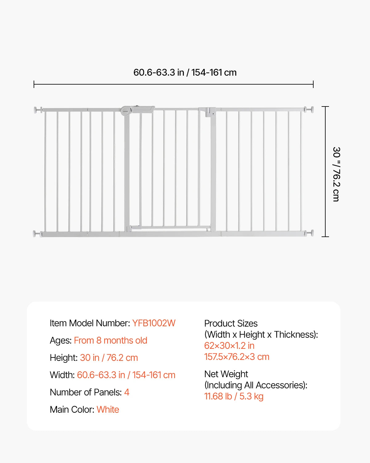 Pressure-Mount Walk-Through Pet and Baby Gate