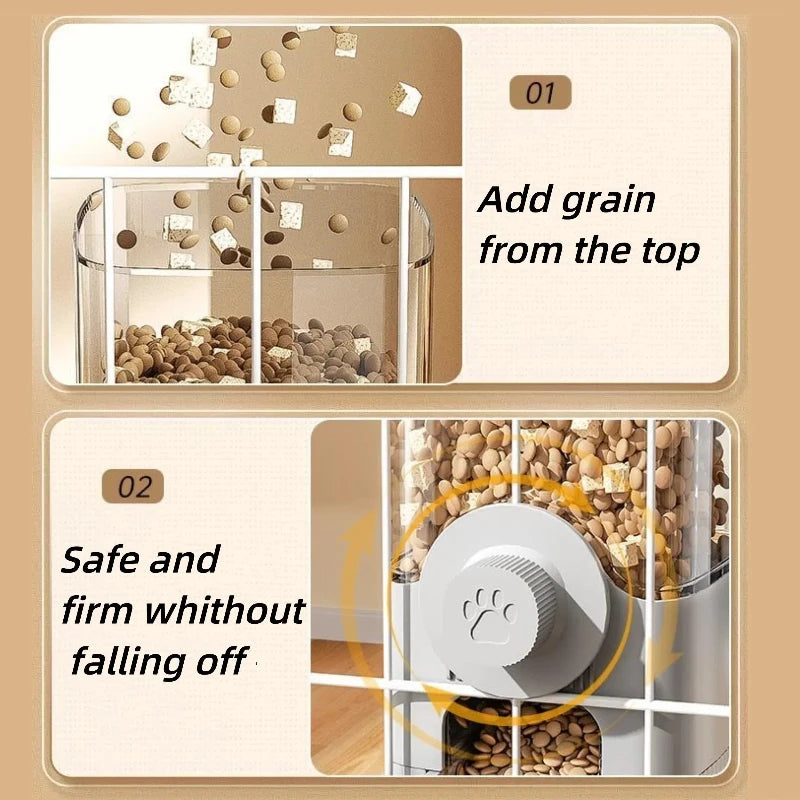 2025 Gravity Hanging Pet Feeder Cat Dog Large Capacity Auto Refill Cage Mount PP Household Puppy Double Bowl Set