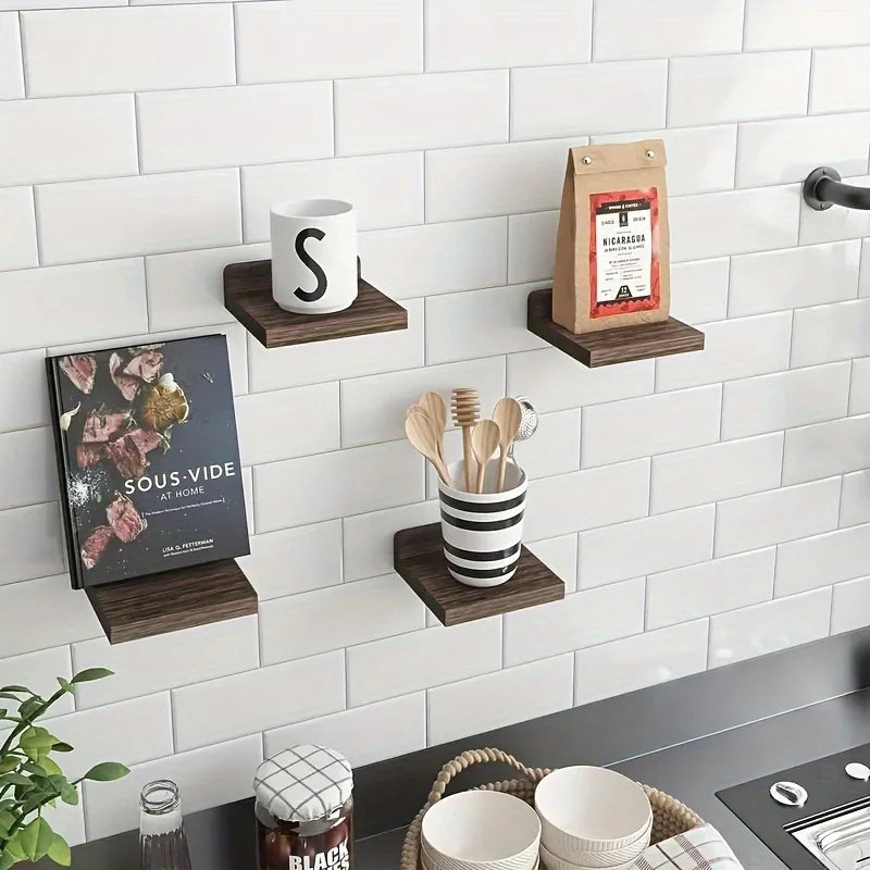 Wooden Wall Mounted Flower Racks Set For Living Room