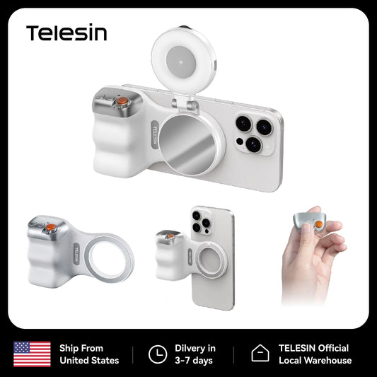 TELESIN Magnetic Phone Camera Shoot Hand Grip Universal Smart Phone Holder Shooting Aid Remote Control Handle for Iphone Andriod