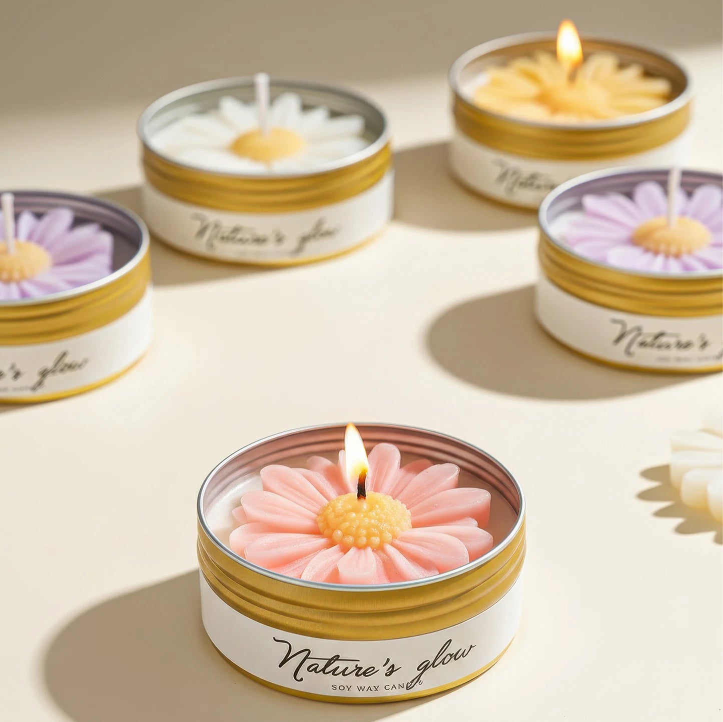 Chamomile Scented Soy Candle Tin Handmade Smokeless Aroma Bedroom Decor Gift