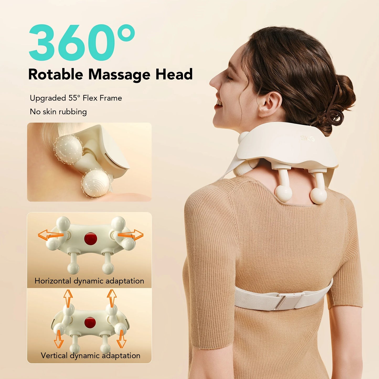 SKG Neck Massager with Heat, 6D Portable Deep Tissue Neck Massager, Cordless Electric Cervical Massager Women Men Gifts