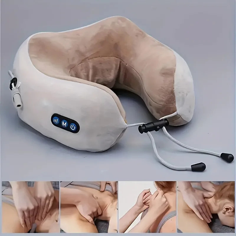 Rechargeable U-Shaped Neck Massage Pillow Perfect for Travel, Car, Office & Home Use Ideal Christmas Gift