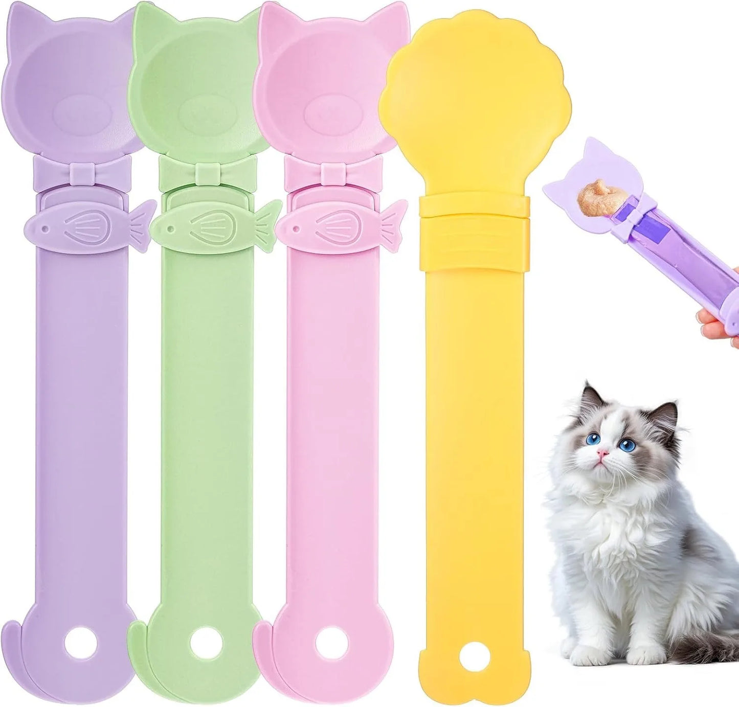 4Pcs Cat Treat Dispenser Multi Function Spoon for Lickable Cat Treats Cats Treats Squeeze Spoon Treat Feeding Wet Spoons Easy Feeding 4 Styles