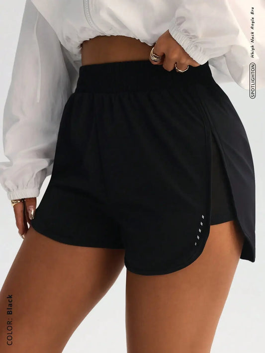 Women High-Waisted Stretch Shorts for Yoga and 4-Way Activewear