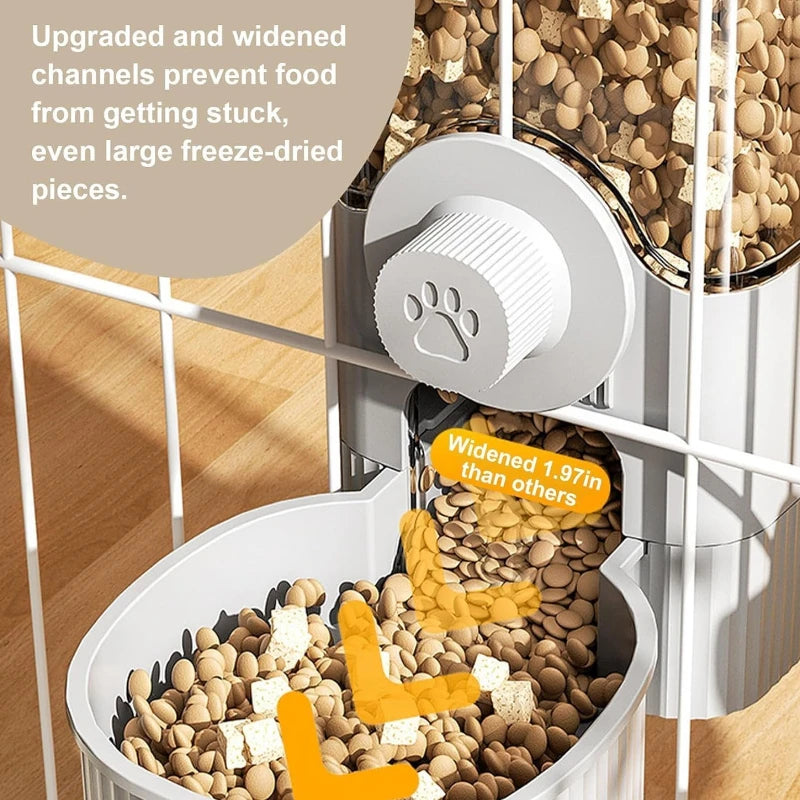 2025 Gravity Hanging Pet Feeder Cat Dog Large Capacity Auto Refill Cage Mount PP Household Puppy Double Bowl Set