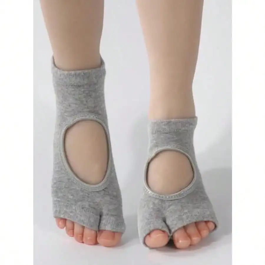 Toeless Pilates Socks For Women With Non-Slip Grips Barefoot Workouts