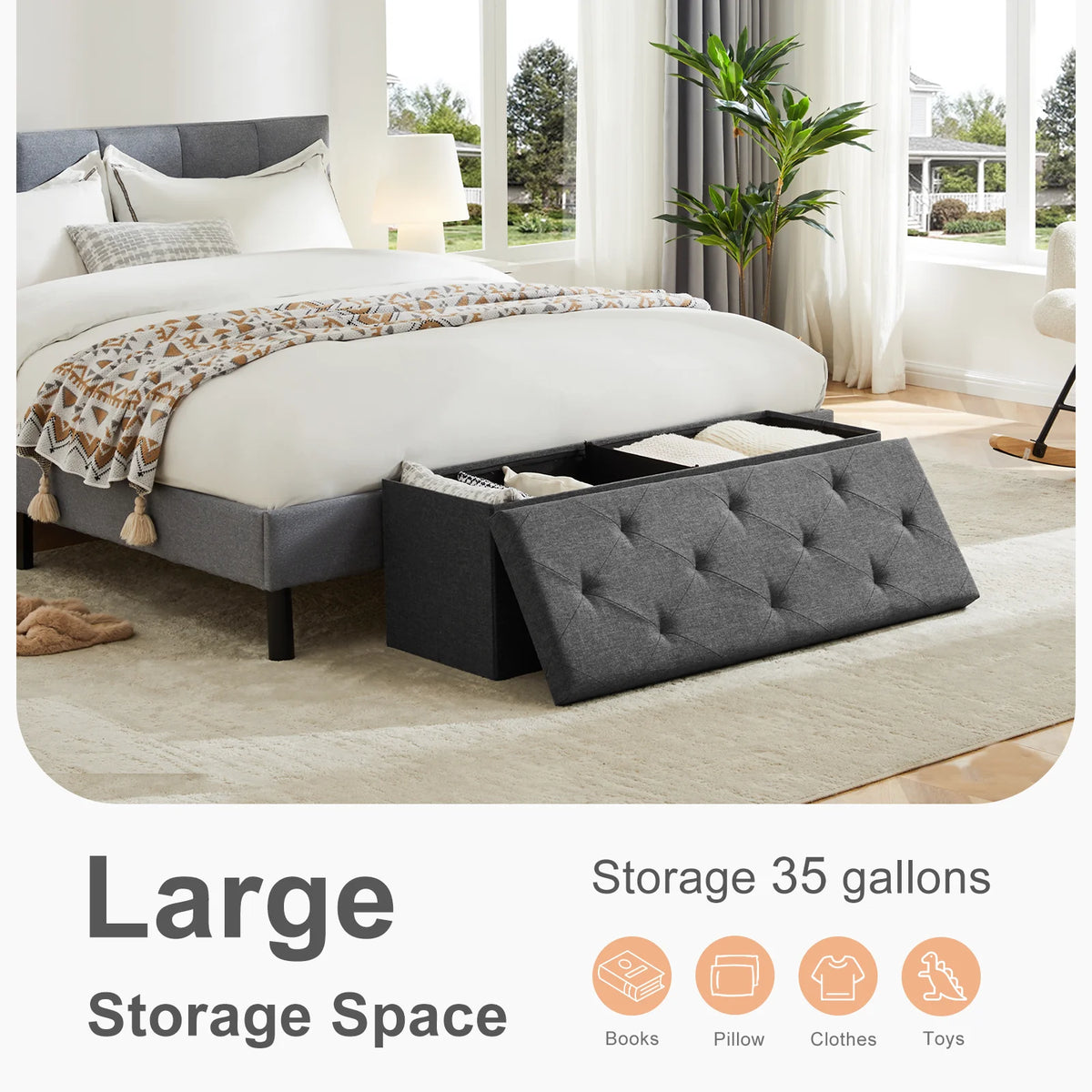 Linen Storage Ottoman Bench with Lift Top