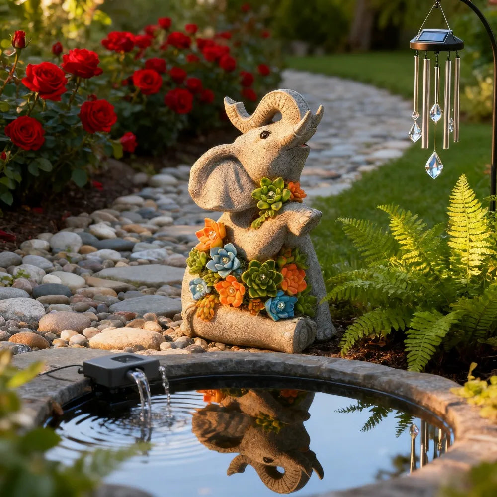 Solar Garden Turtle Elephant Dragon Statue Light Decor For Outdoor