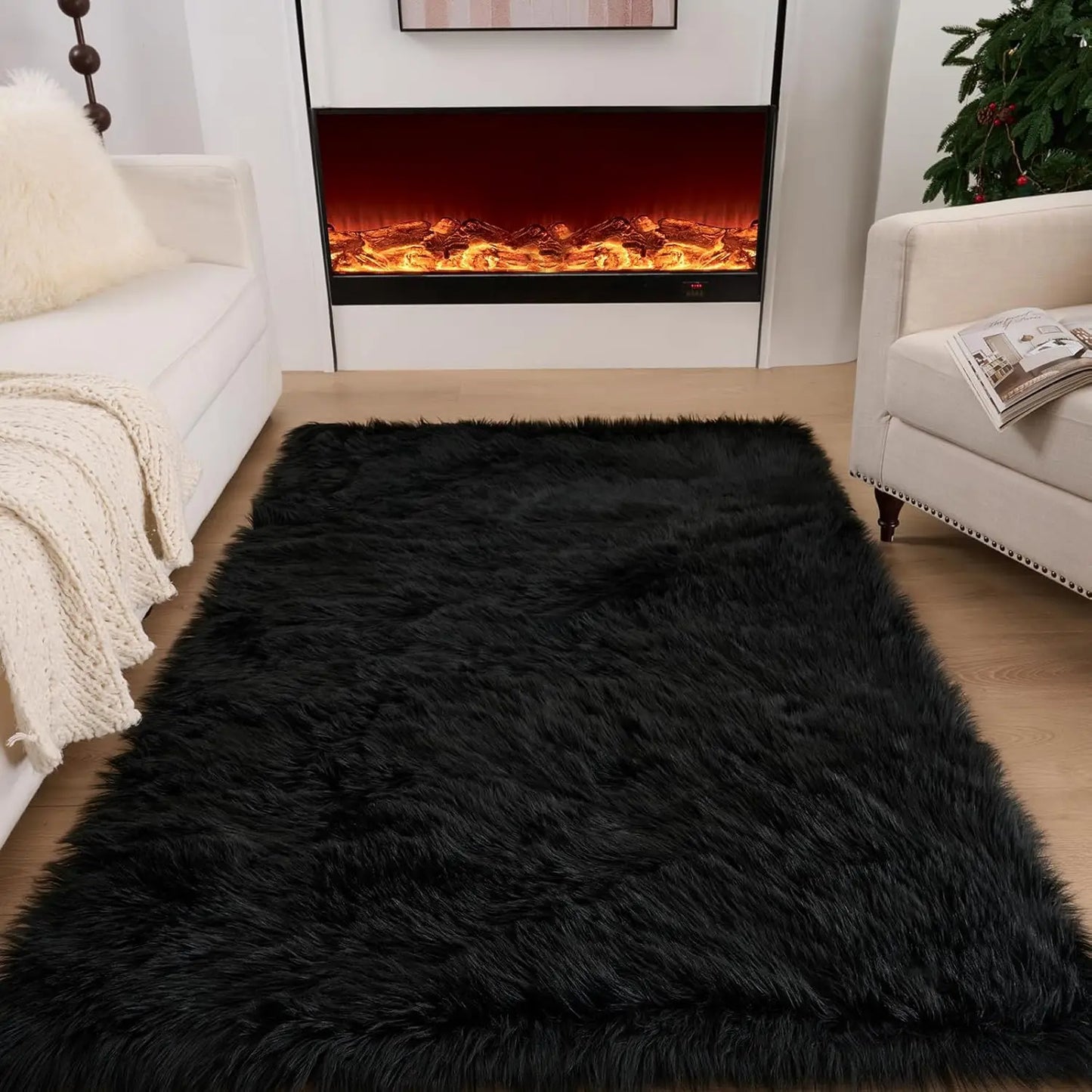 Fluffy Faux Fur Rug For Living Room And Bedroom Washable