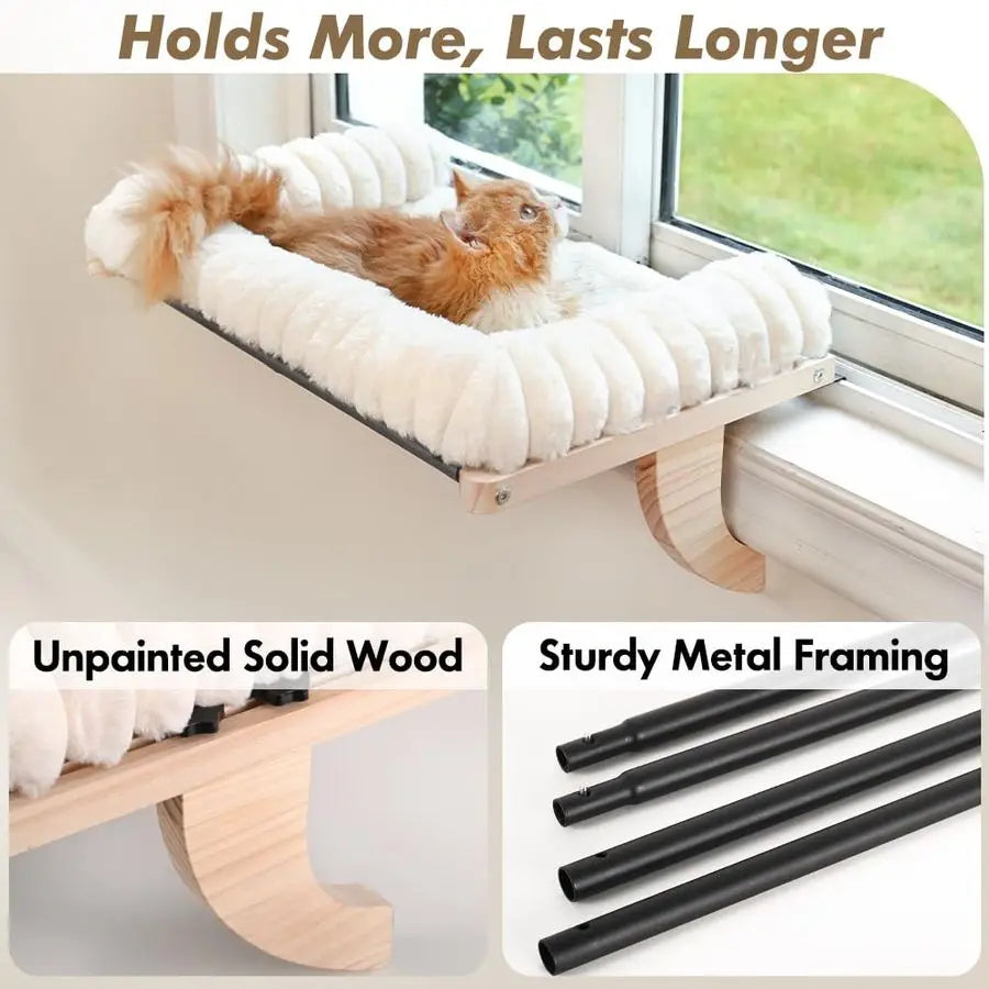 Cat Window Perch With Zippered Cushioned Bed And Sturdy Frame
