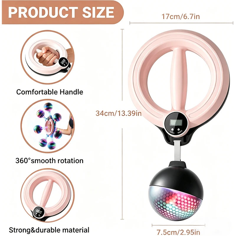 Pink Adjustable Twister Arm Exerciser 3 Display Modes 360° Rotary Hand Cranked Wrist Trainer Non Slip Portable for Home Gym Yoga Pilates Arm Slimmer Fat Burning Full Body Workout Fitness Equipment