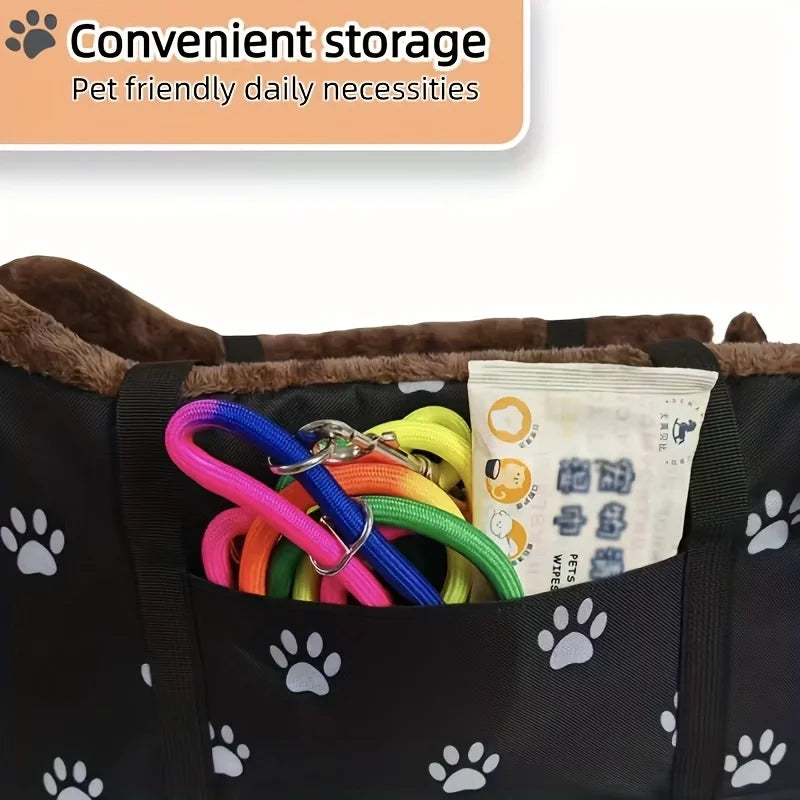Fabric Dog Car Seat With Headrest Armrests And Portable Booster
