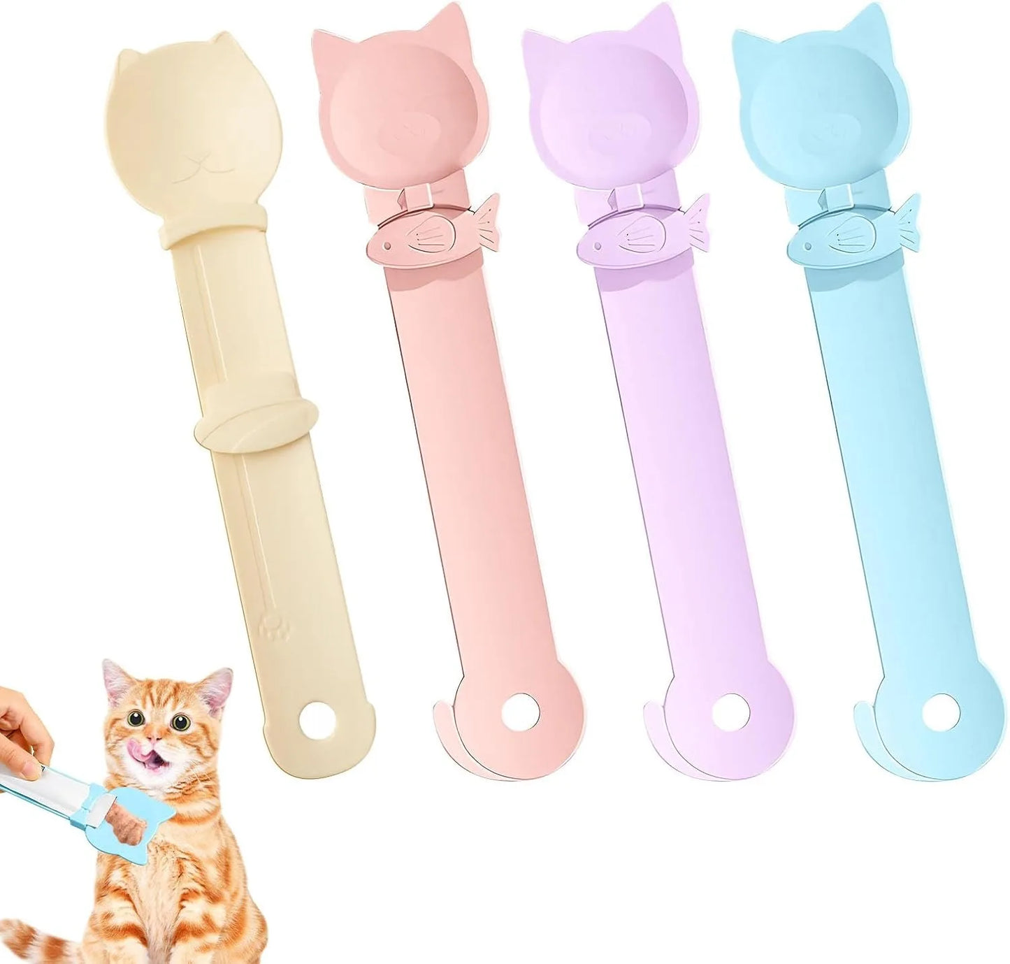 4Pcs Cat Treat Dispenser Multi Function Spoon for Lickable Cat Treats Cats Treats Squeeze Spoon Treat Feeding Wet Spoons Easy Feeding 4 Styles