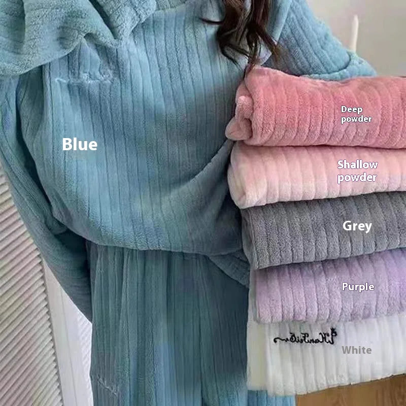 Winter Women's Pajama Set Coral Velvet Padded Homewear