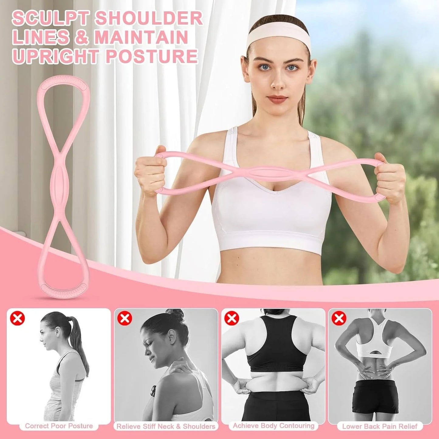Figure 8 Resistance Bands with Handles Elastic Fitness Exercise Bands for Home Gym Yoga Workout