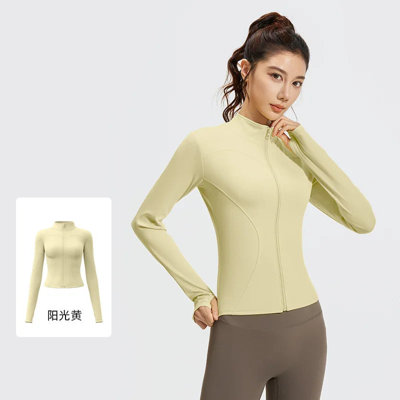 Women's Zipper Long Sleeve Sports Jacket For Fitness And Yoga