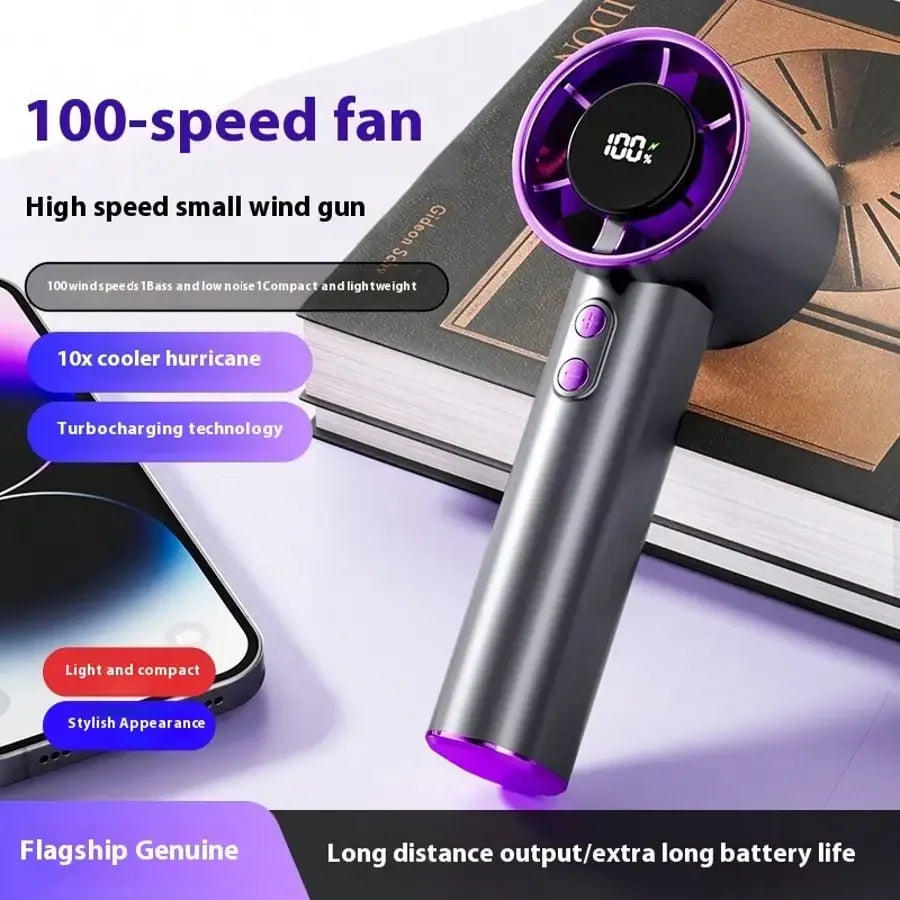 Portable Handheld Mini Fan With Digital Display USB Rechargeable