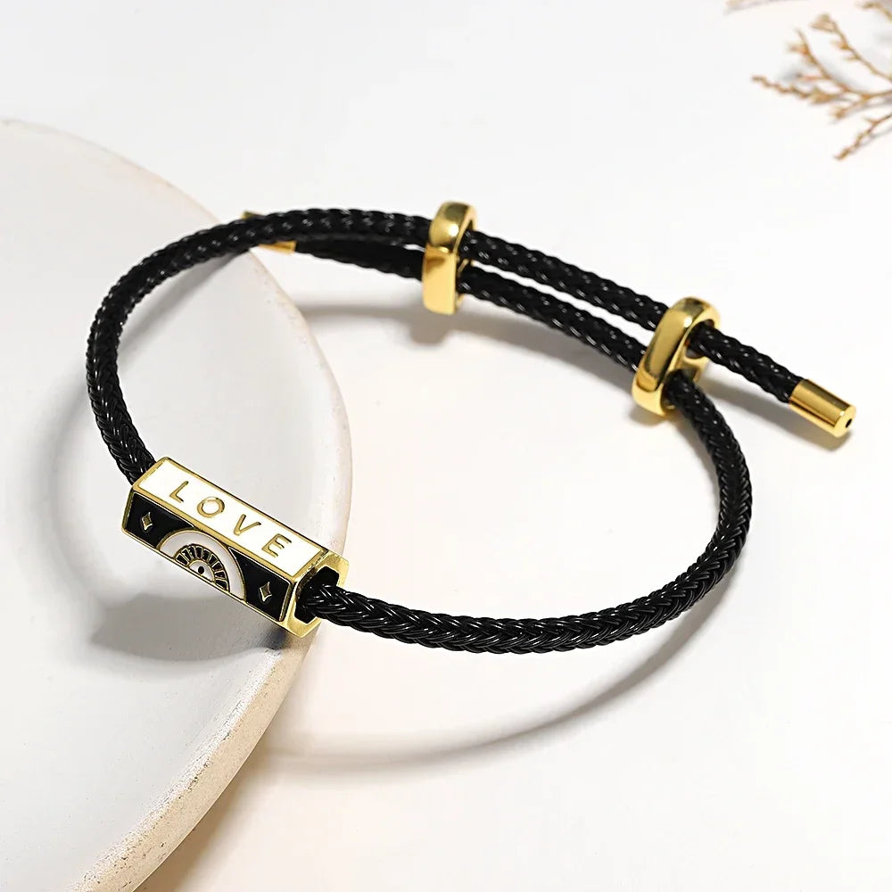 Greatera Trendy Red Thread String Bracelets for Women Men Stainless Steel Braided Rope Adjustable Charm Bracelet Unisex Jewelry