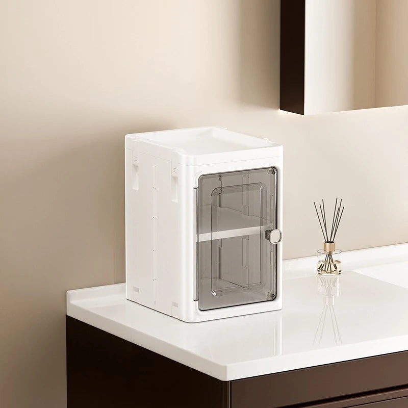 Slim Rolling Storage Cabinet with Clear Doors