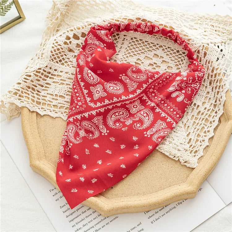 Summer Vintage Print Flower Beach Bandana Hair Scarf Fashion Elastic Rubber Headbands for Women Girl Hair Accessories
