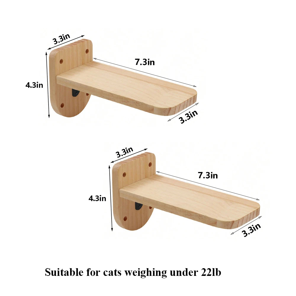 PETRAVEL CN Cat Wall Mounted Four Step Climbing Shelf With Sisal Post