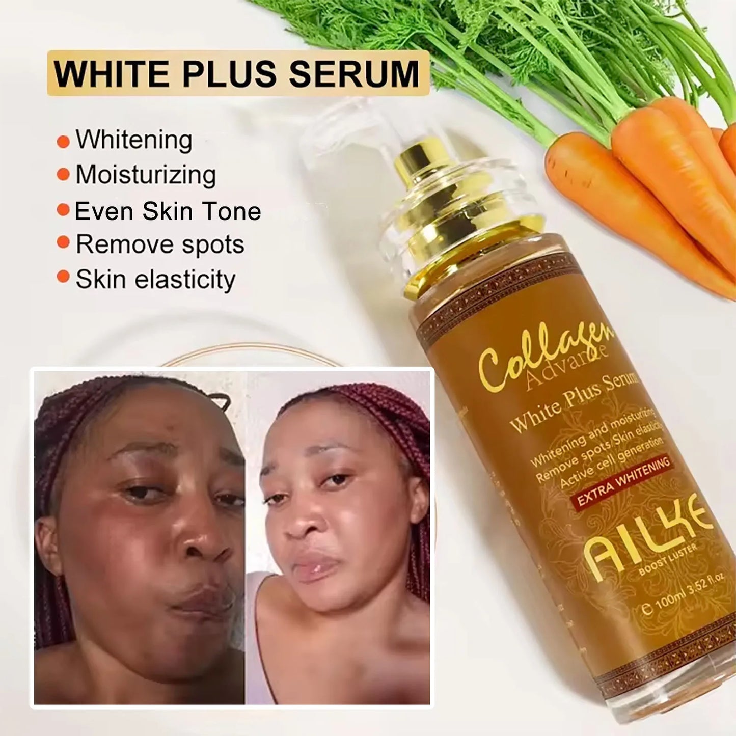 AILKE Face And Body Whitening Serum, Hydration Moisturizing, Dark Spots Remover, Skin Glowing, Even Skin Tone, 100ML/3.52 OZ