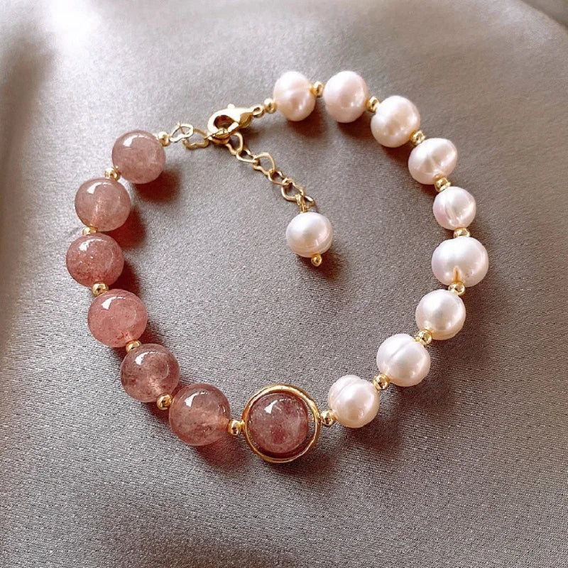 Double Layer Crystal Pearl Beaded Bracelet For Women Vintage Ethnic Style