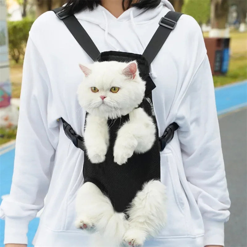 Adjustable Cat Carrier Backpack For Pets Outdoor Travel Double Shoulder Bag