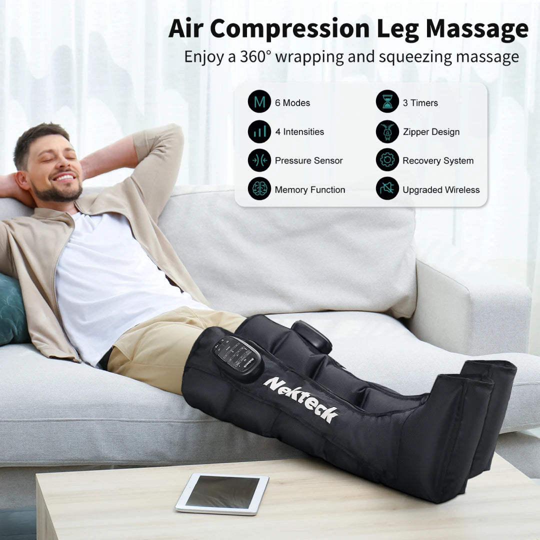 Nekteck Cordless Air Pressure Leg Massager Boots For Foot Kneading