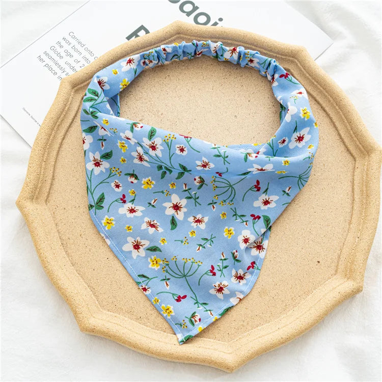 Summer Vintage Print Flower Beach Bandana Hair Scarf Fashion Elastic Rubber Headbands for Women Girl Hair Accessories