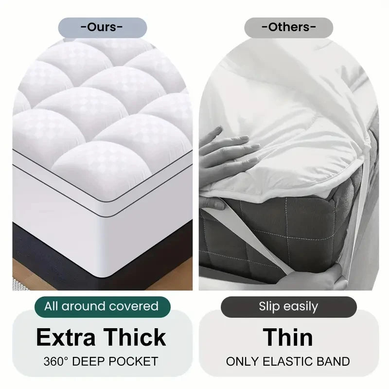HGETVE Extra Thick Mattress Topper 1000Gsm Cooling Noiseless Breathable