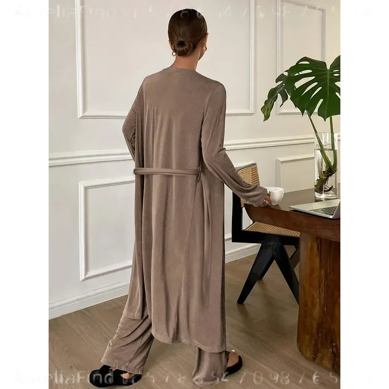 Women's Three-Piece Robe Loungewear Set