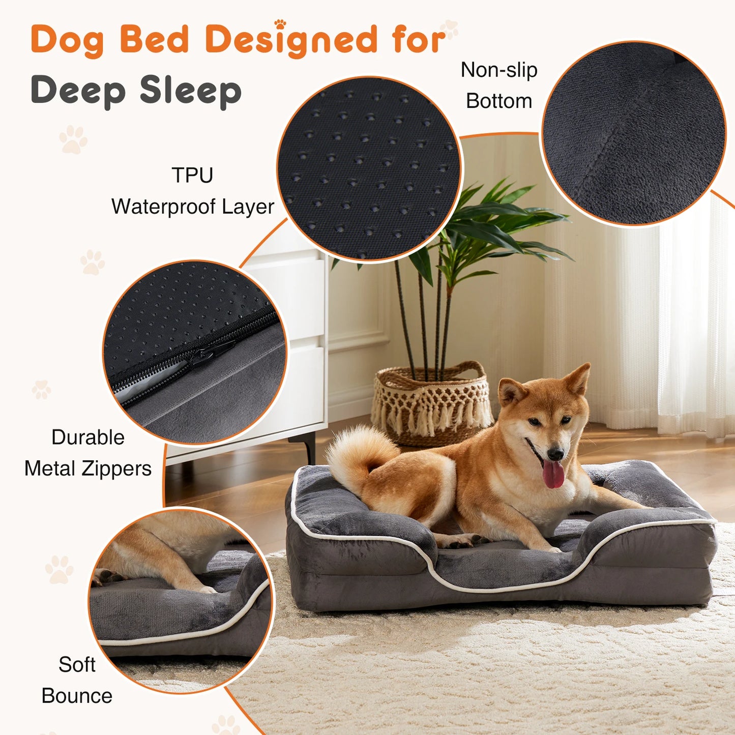 JHK Orthopedic Memory Foam Dog Bed For Small Pets Cover