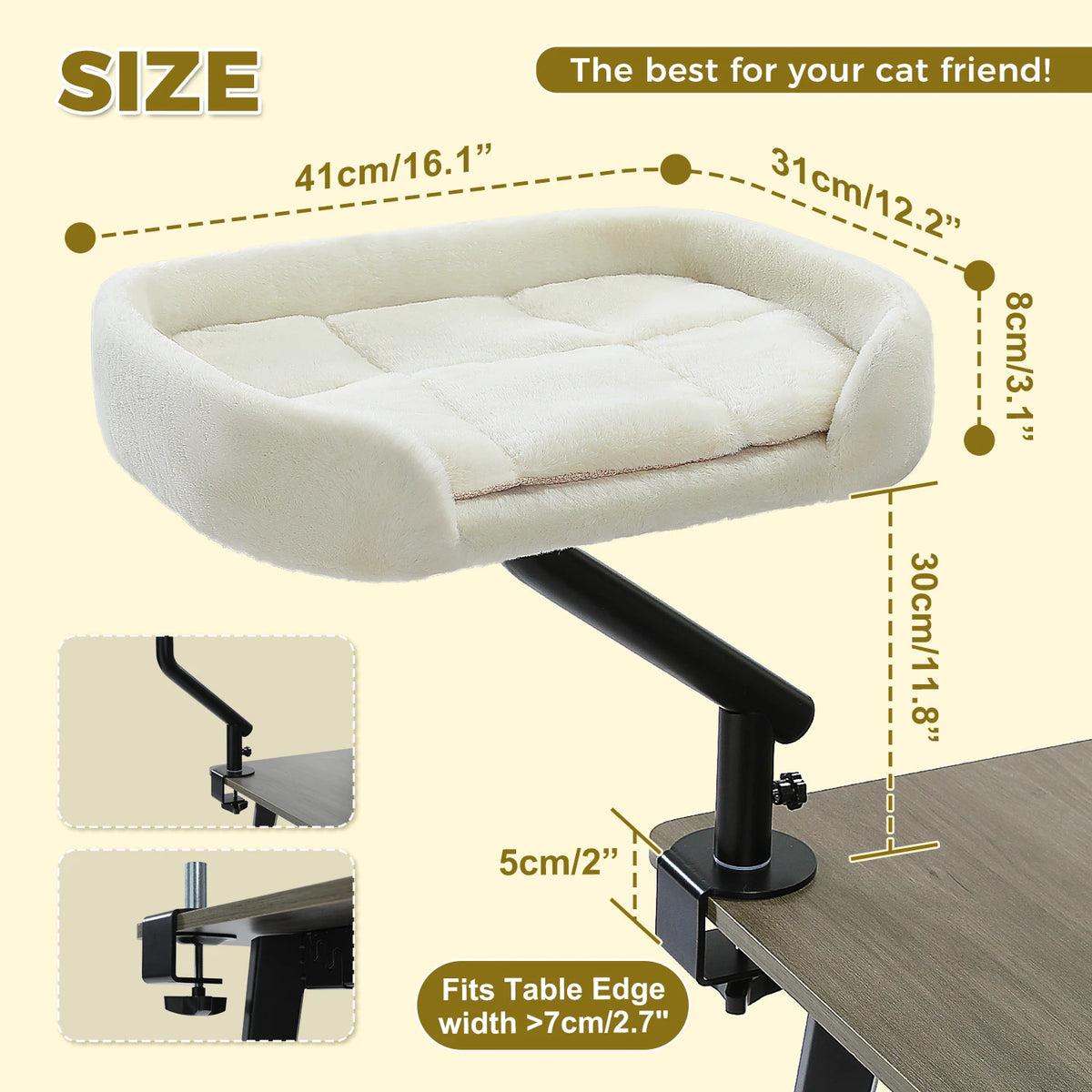 Clamp-On Rotating Cat Desk Bed