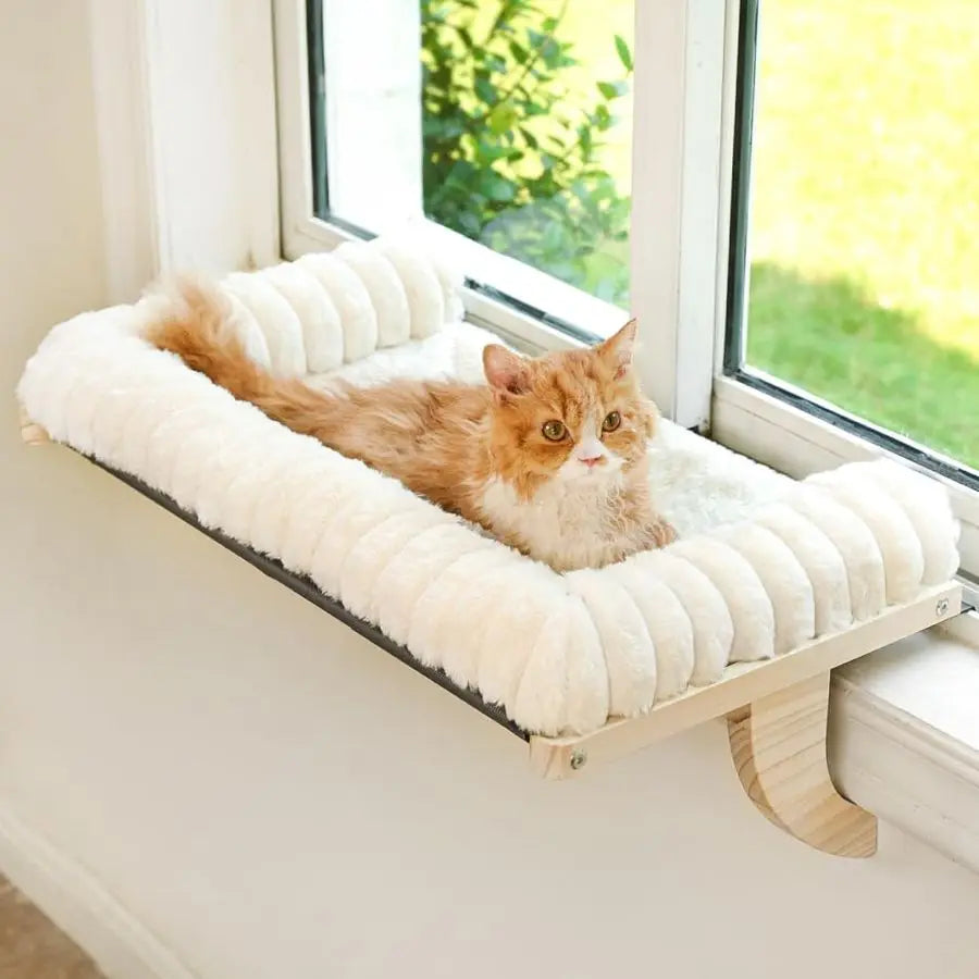 Cat Window Perch With Zippered Cushioned Bed And Sturdy Frame