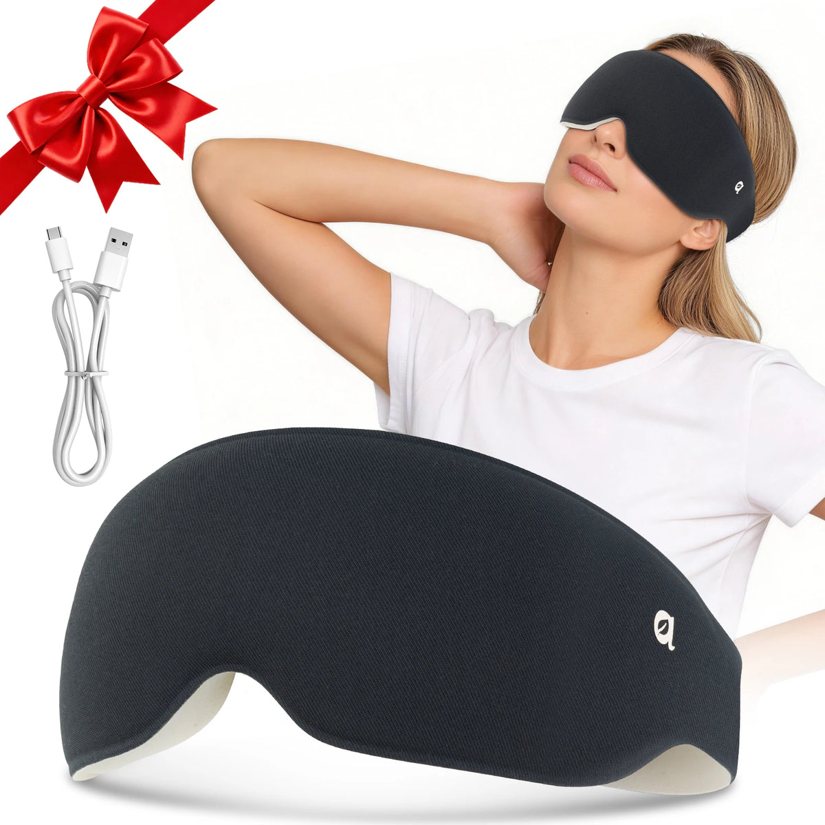 Heated 3D Blackout Sleep Mask with Memory Foam