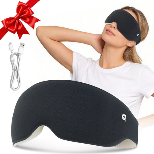 Heated 3D Blackout Sleep Mask with Memory Foam