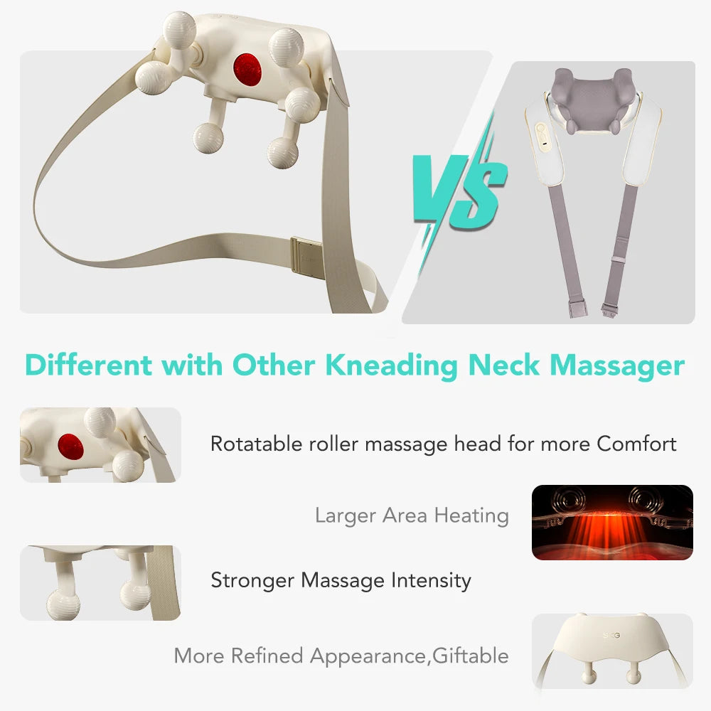 SKG Neck Massager with Heat, 6D Portable Deep Tissue Neck Massager, Cordless Electric Cervical Massager Women Men Gifts