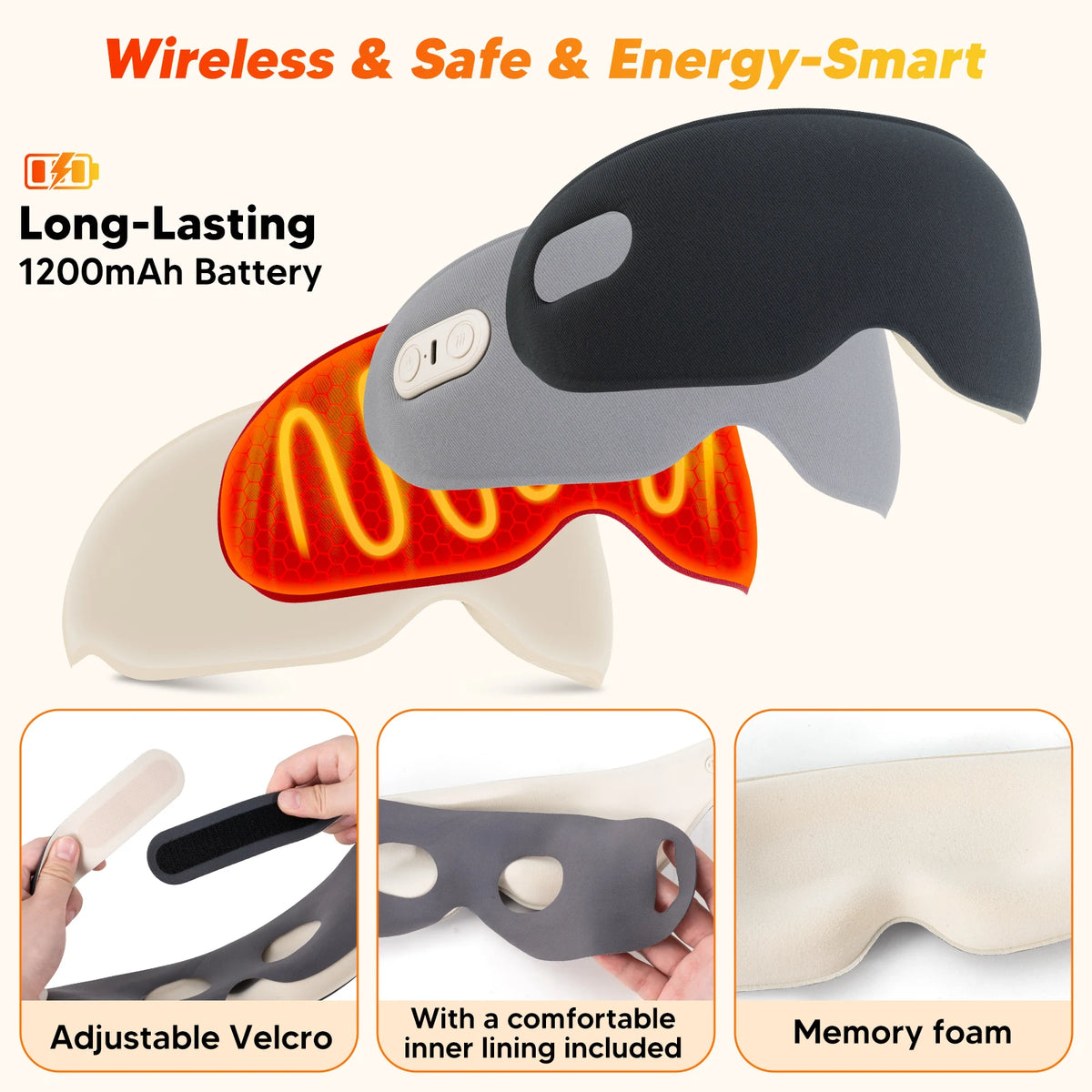 Heated 3D Blackout Sleep Mask with Memory Foam