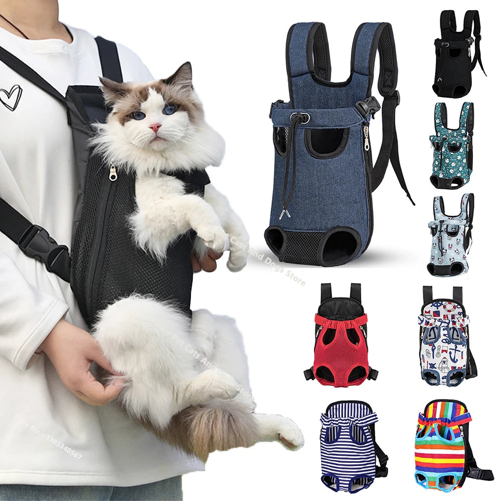 Adjustable Cat Carrier Backpack For Pets Outdoor Travel Double Shoulder Bag