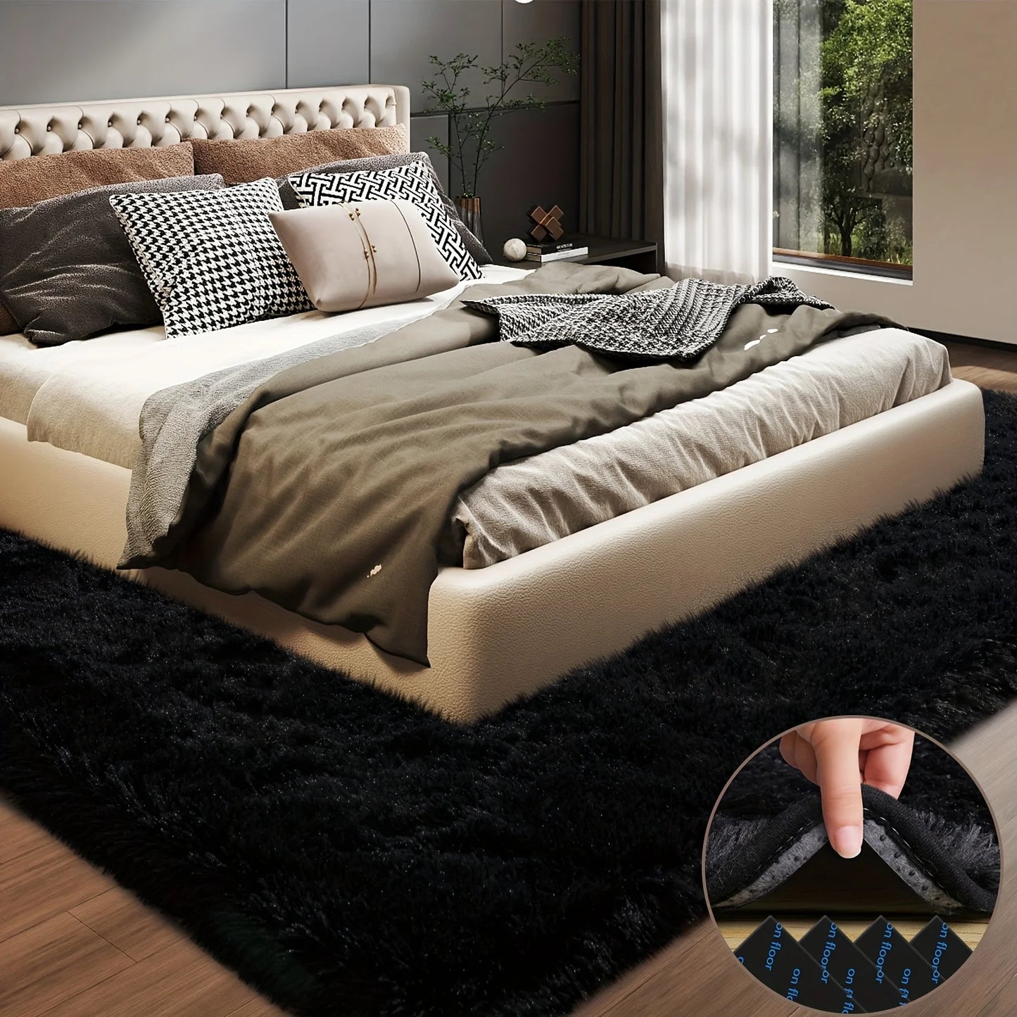 Geometric Plush Area Rug Ultra Soft Living Room Decor